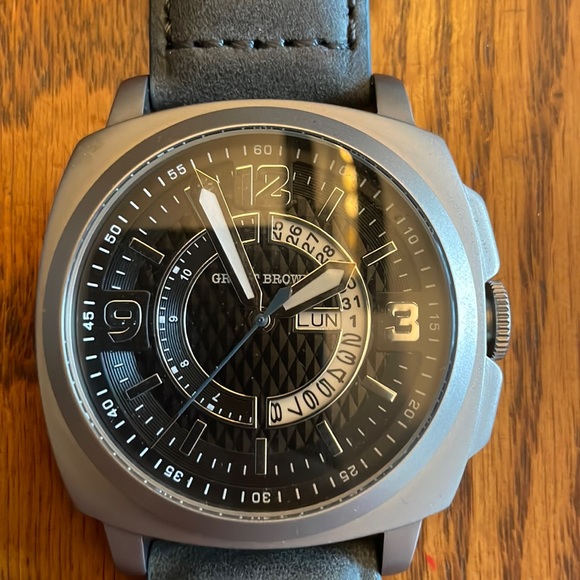 GRANT BROWN trekker GB9414A mens watch, gray leather band, - Picture 1 of 6